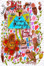 Ice Cream Birthday Boy Doodle Art 4 X 6